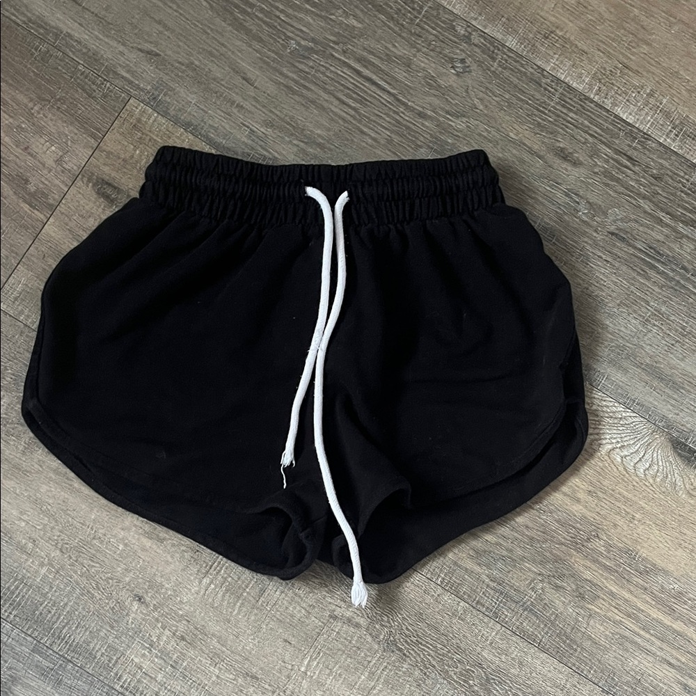 Flirtitude Black Athletic Shorts with White Drawstring